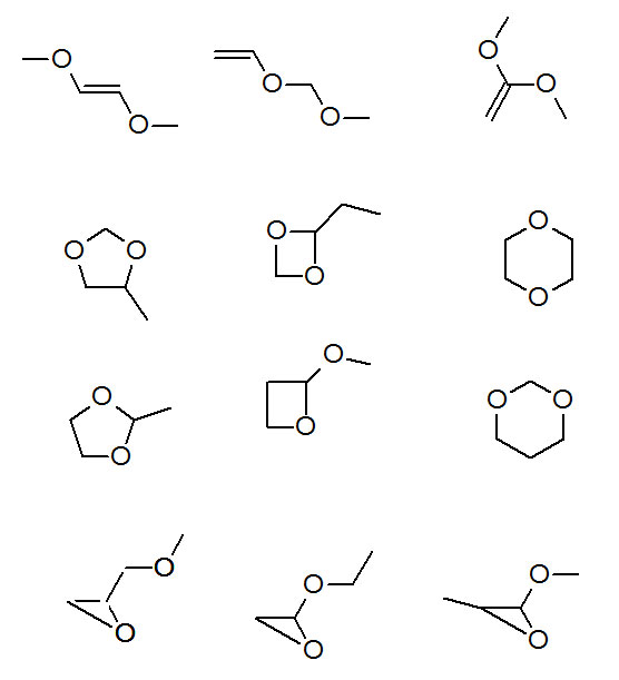 Structures of isomers of C4H8O2