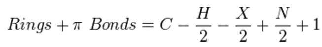 rings + double bonds = C-(H/2)-(X/2) + (N/2) + 1